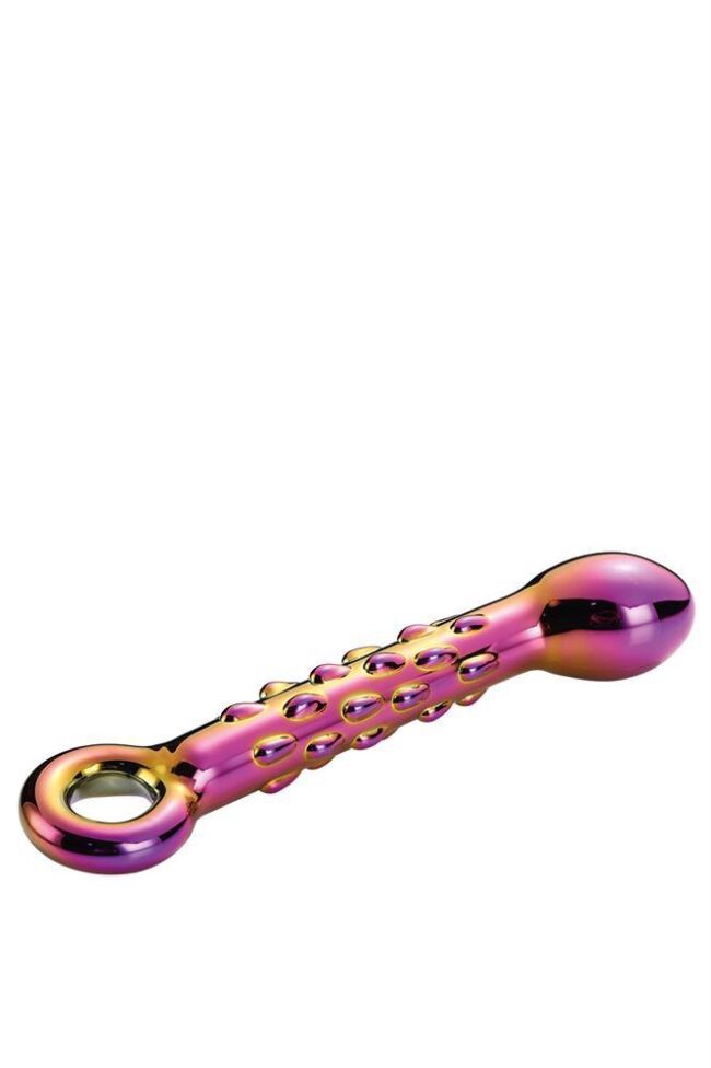 Sklenené vrúbkované dildo Glamour Glass na bod G – Obrázok 3