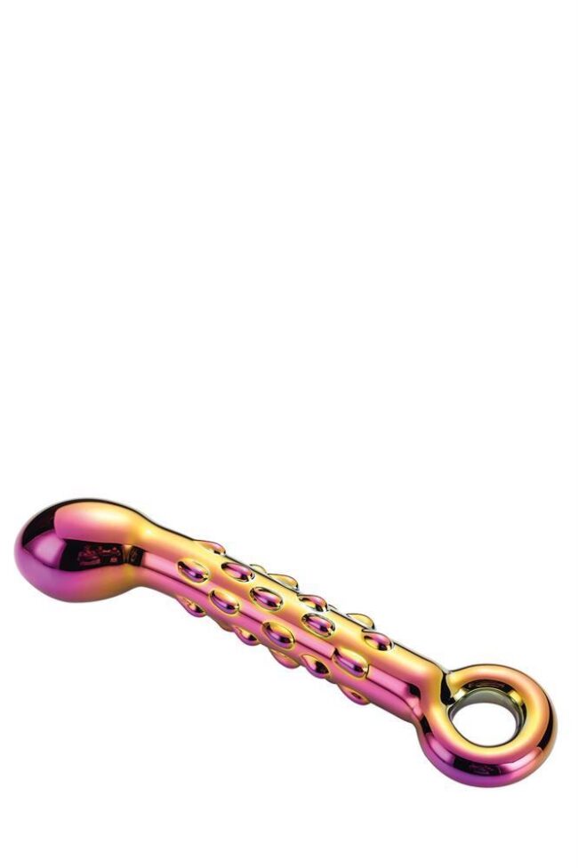 Sklenené vrúbkované dildo Glamour Glass na bod G – Obrázok 4