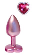 Kovový análny kolík s kryštálom Gleaming Love - Matte Pink S – Obrázok 3