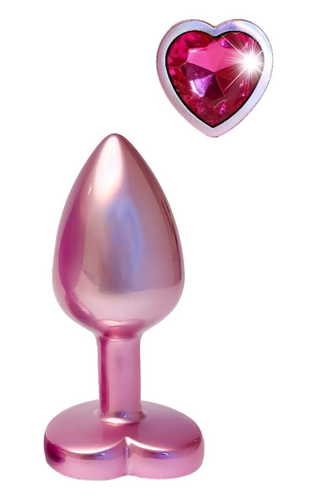 Kovový análny kolík s kryštálom Gleaming Love - Matte Pink S – Obrázok 3