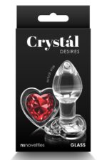 Sklenený análny kolík s červeným srdiečkom Crystal Desires Red Heart Small