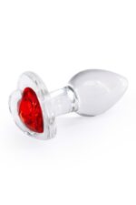 Sklenený análny kolík s červeným srdiečkom Crystal Desires Red Heart Small – Obrázok 2