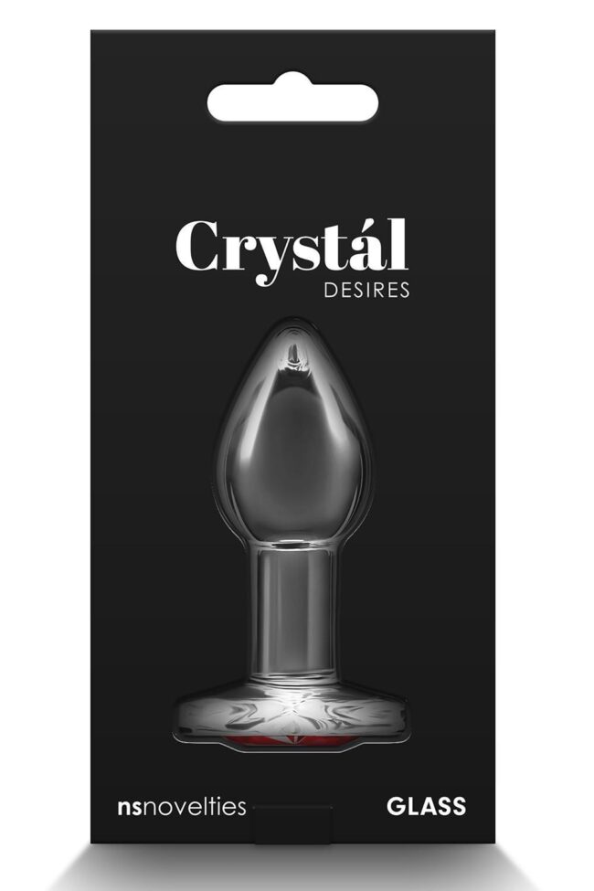 Sklenený análny kolík s červeným srdiečkom Crystal Desires Red Heart Small – Obrázok 4