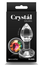 Sklenený análny kolík Crystal Desires Rainbow Gem S