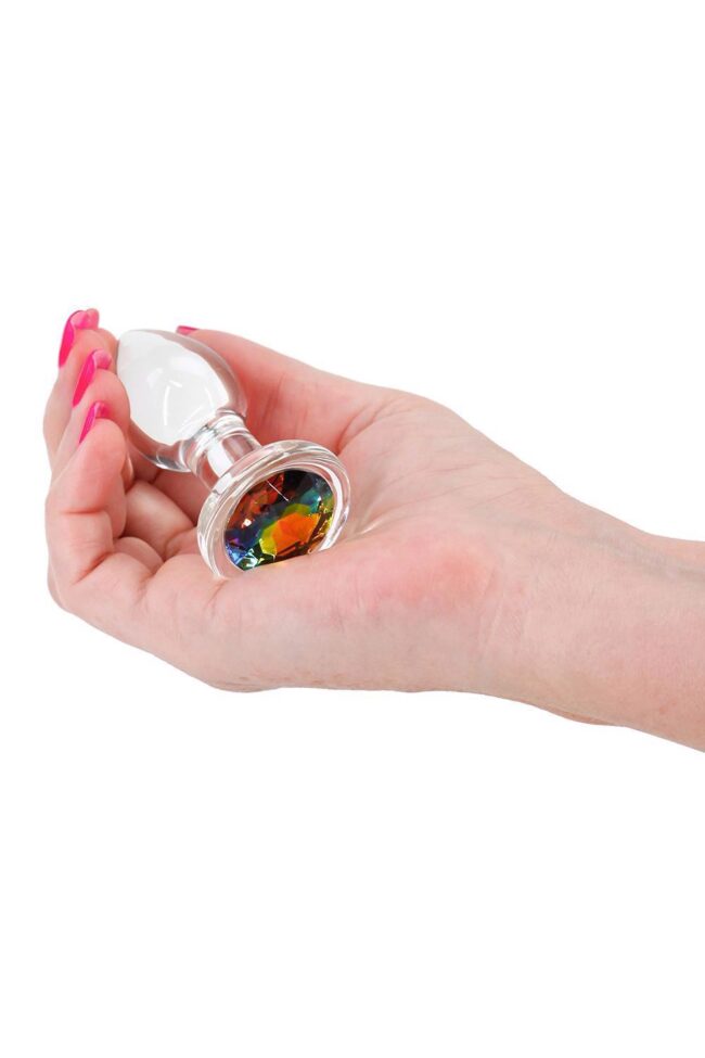 Sklenený análny kolík Crystal Desires Rainbow Gem S – Obrázok 3