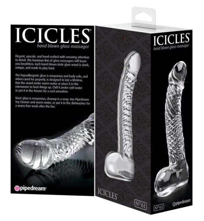 Sklenené dildo Icicles No. 61 Clear – Obrázok 5