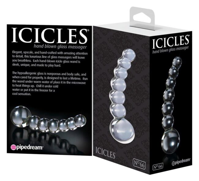 Sklenené dildo Icicles No. 66 Clear – Obrázok 5