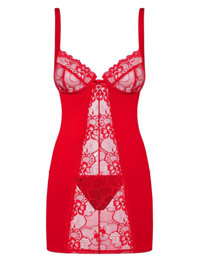 Obsessive Heartina košieľka a tangá červenáL/XL – Obrázok 5