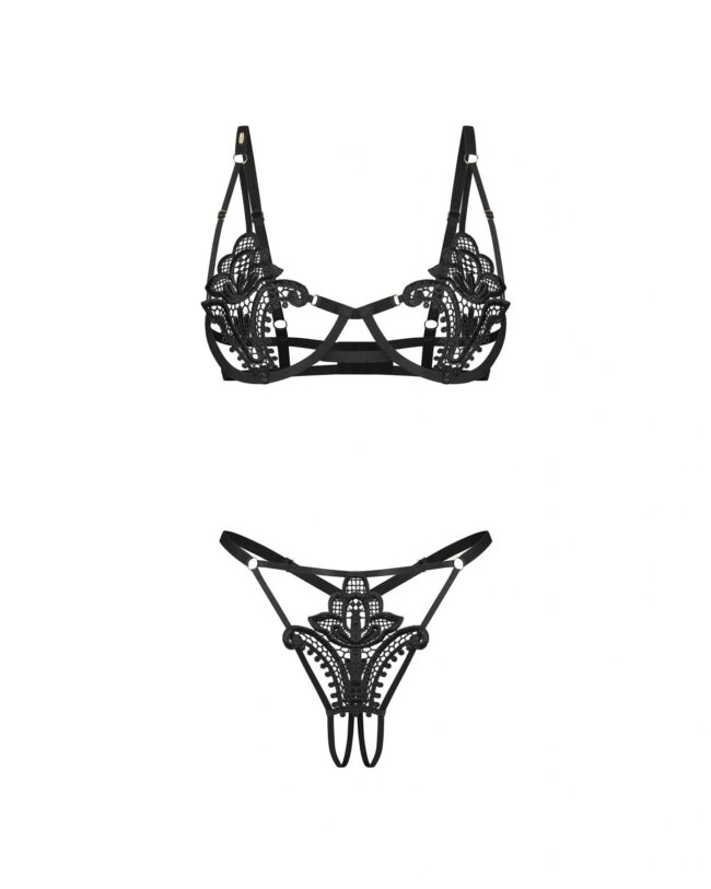 Obsessive Luise Sublim Black 2-dielny otvorený komplet S/M – Obrázok 4