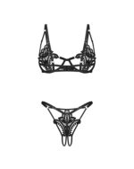 Obsessive Luise Sublim Black 2-dielny otvorený komplet S/M – Obrázok 5