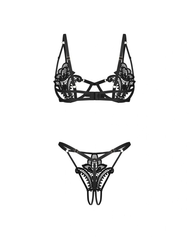 Obsessive Luise Sublim Black 2-dielny otvorený komplet S/M – Obrázok 5