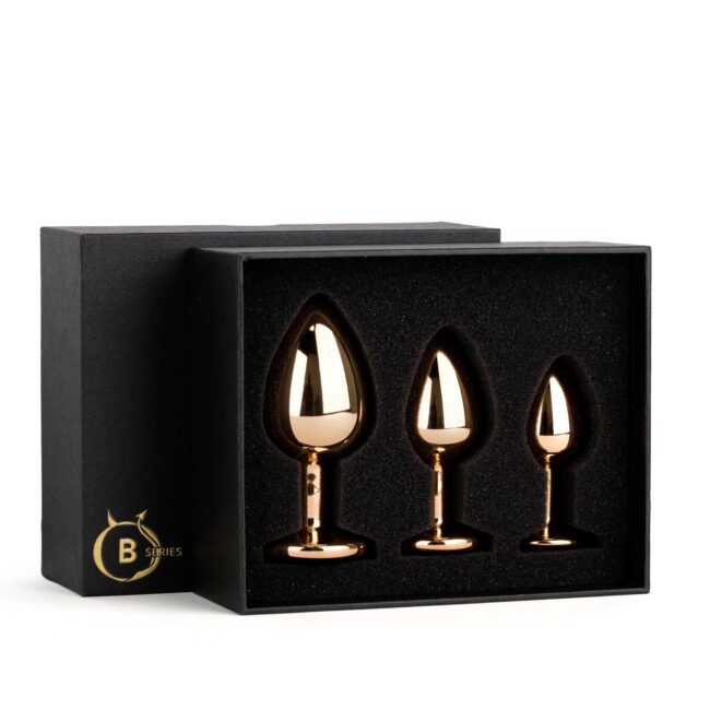 Sada kovových análnych kolíkov s kryštálom Jewellery Red Gold - 3 ks – Obrázok 7
