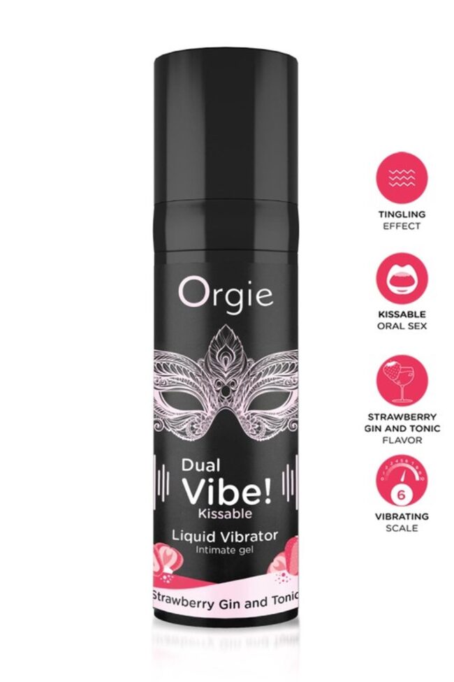 Tekutý vibračný gél Orgie Dual Vibe! Jahoda & Gin Tonic – Obrázok 2