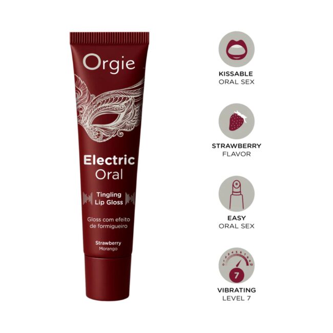 Orgie Electric Oral - Vibračný lesk na pery Jahoda 10 ml – Obrázok 2