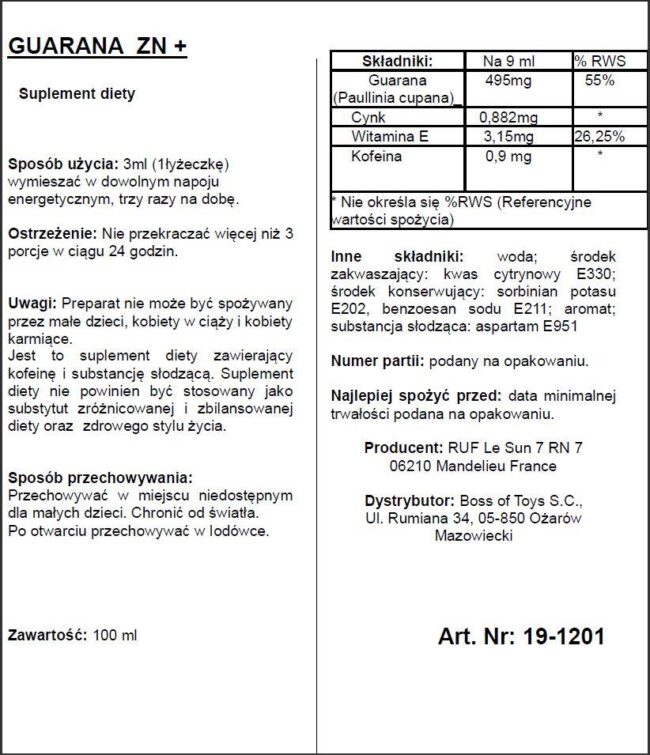 APHRODICT GUARANA ZN + 100 ml – Obrázok 2