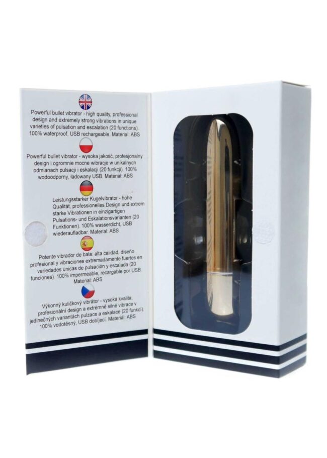 Stimulátor Rechargeable Powerful Bullet Vibrator USB 20 Funkcií - Gold – Obrázok 5