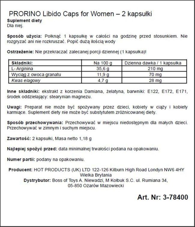 PRORINO black line Libido Caps for Women 2tab – Obrázok 2