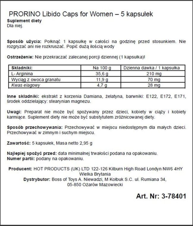 PRORINO black line Libido Caps for Women 5tab – Obrázok 2