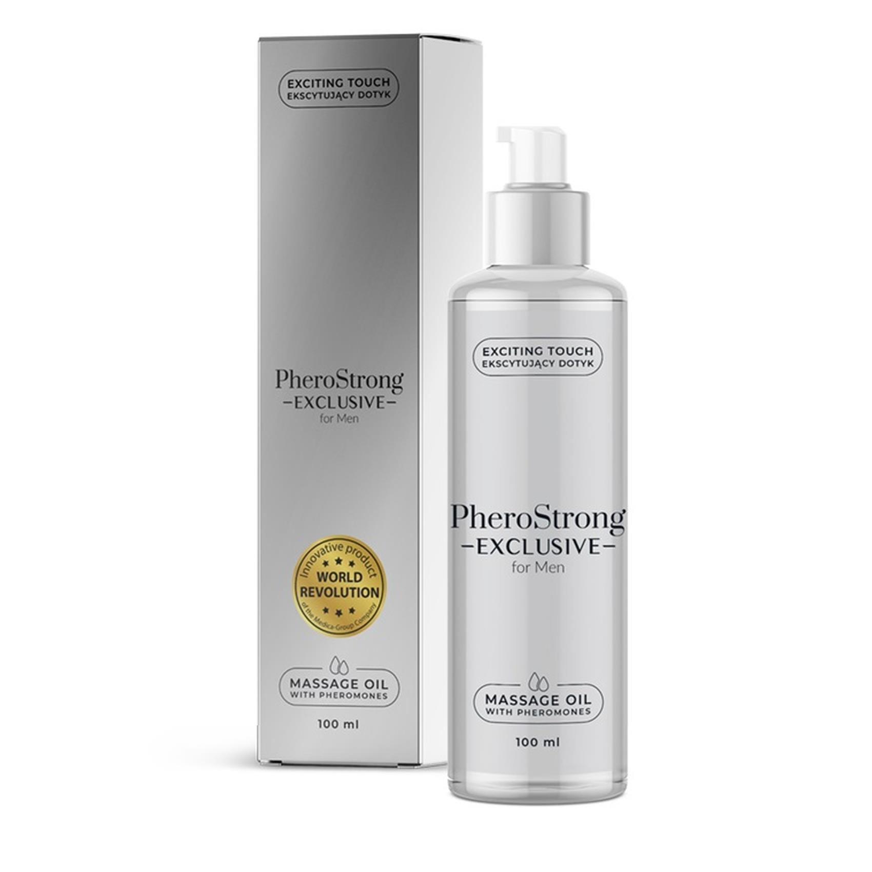 32-00026 Feromónový masážny olej PheroStrong Exclusive for Men Massage Oil 100 ml – Obrázok 1