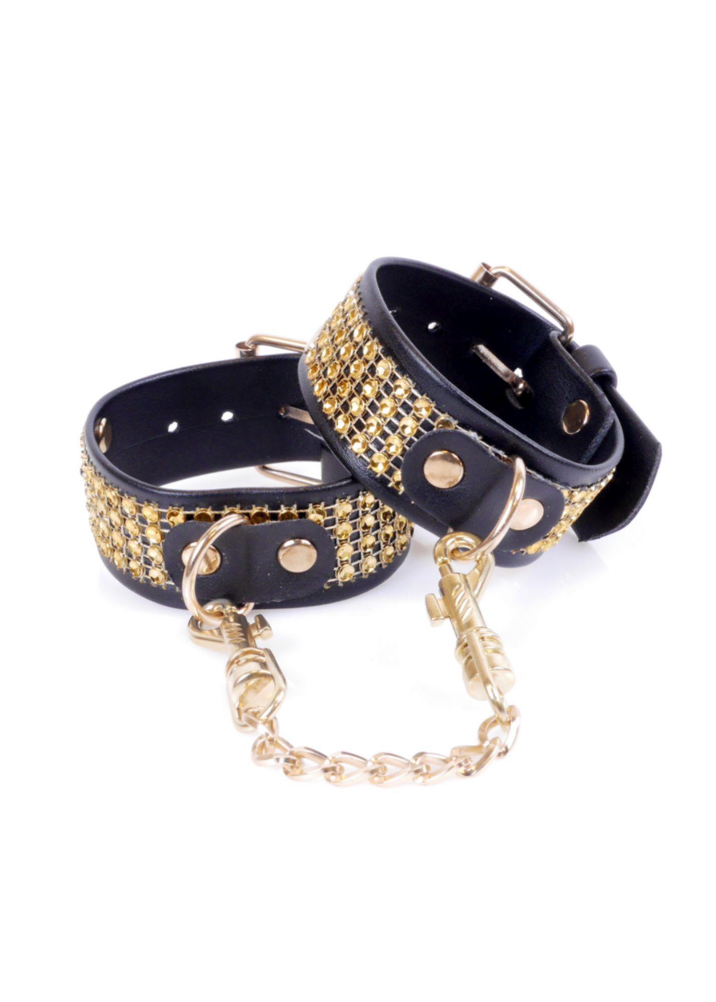 33-00095 Putá Handcuffs with cristals Fetish Boss Series – Obrázok 1