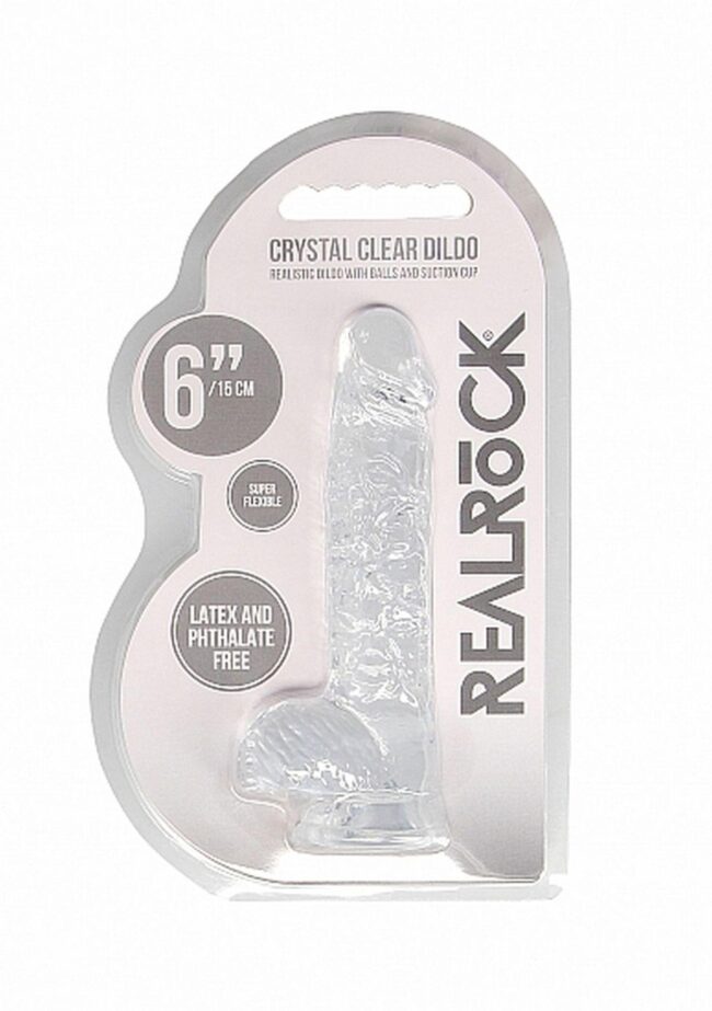 6" / 15 cm Realistic Dildo With Balls - Transparent – Obrázok 2