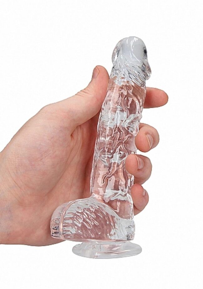 6" / 15 cm Realistic Dildo With Balls - Transparent – Obrázok 7