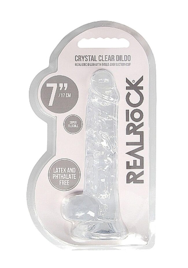 7" / 18 cm Realistic Dildo With Balls - Transparent – Obrázok 2