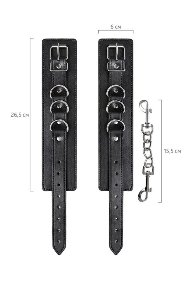Anonymo handcuffs, PU leather, black, 26.5 cm – Obrázok 6