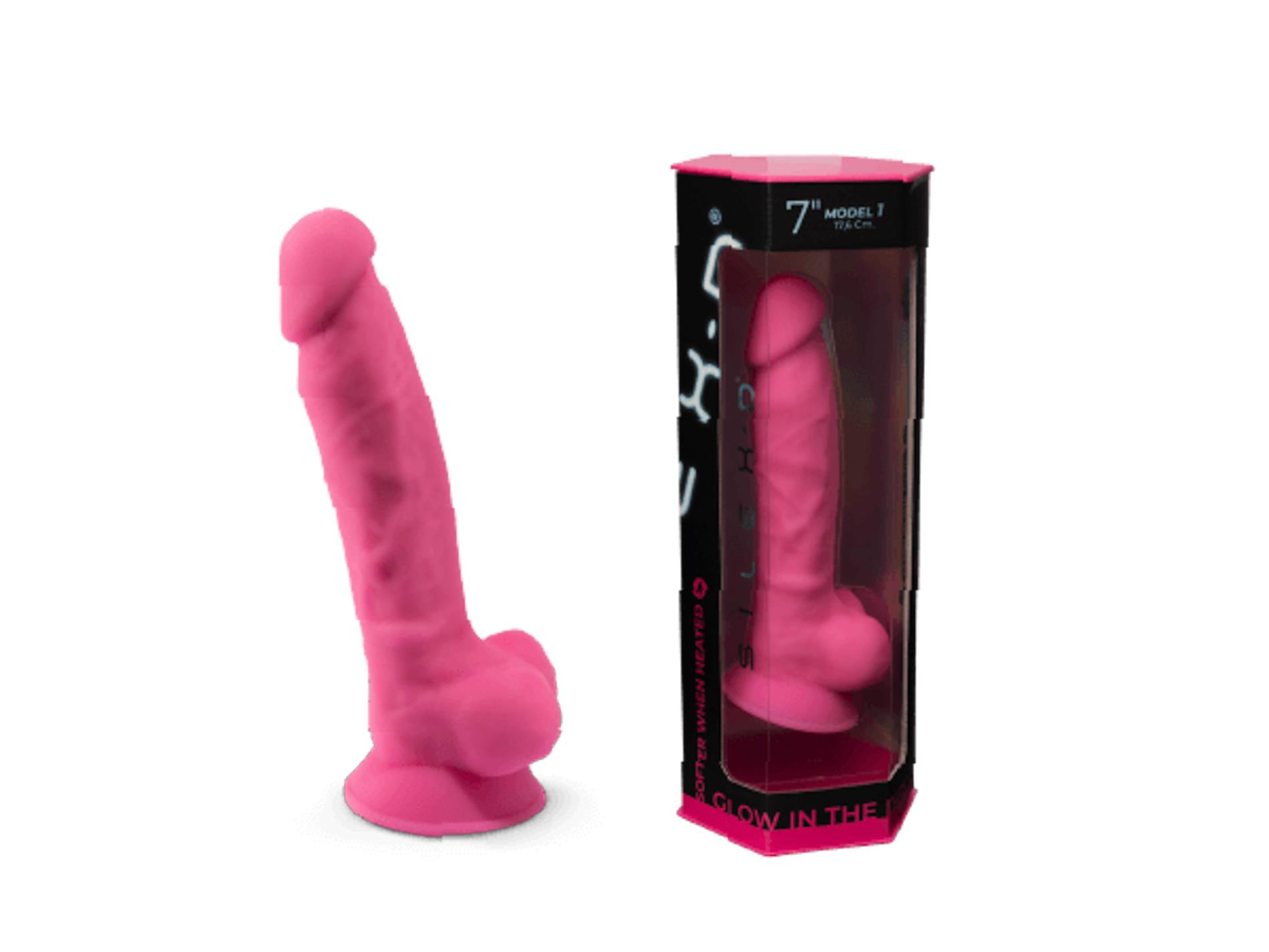 4-260211_01 Dildo SilexD Model 1 7" Pink Glow in the Dark – Obrázok 1