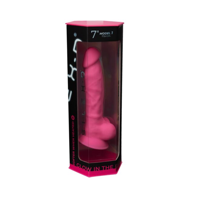 Dildo SilexD Model 1 7" Pink Glow in the Dark – Obrázok 7