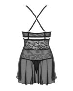 Obsessive 838-BAB-1 babydoll košieľka a tangá čierne L/XL – Obrázok 5