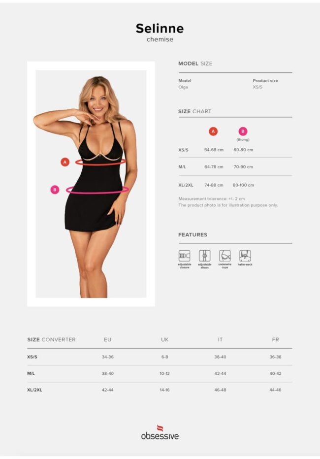 Obsessive Selinne nočná košieľka a tangá XL/2XL – Obrázok 7