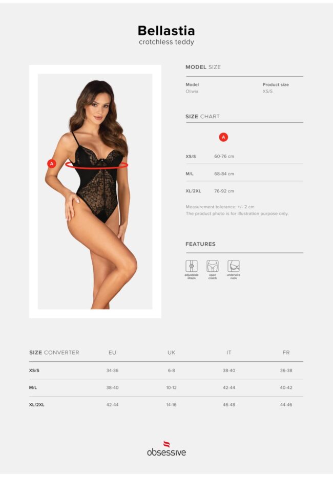Obsessive Bellastia - sexy body otvorené XS/S – Obrázok 7