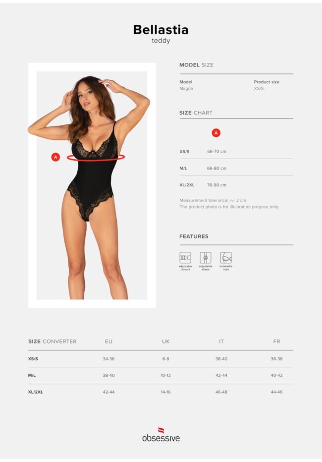 Obsessive Bellastia erotické body XS/S – Obrázok 7