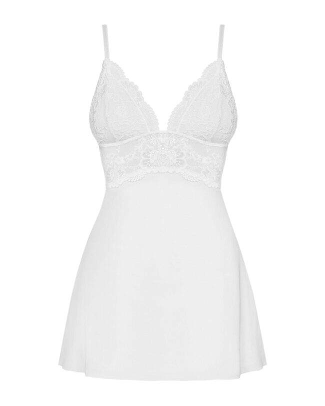 Obsessive -810-BAB-2 babydoll košieľka a tangá biela L/XL – Obrázok 4
