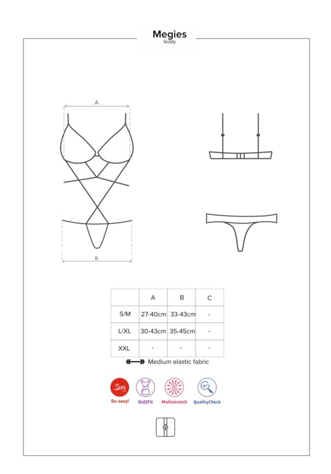 Body Obsessive Megies teddy čierne S/M – Obrázok 7