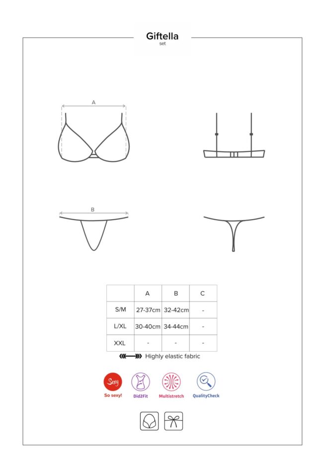 Obsessive Giftella komplet 2-dielny červený S/M – Obrázok 7