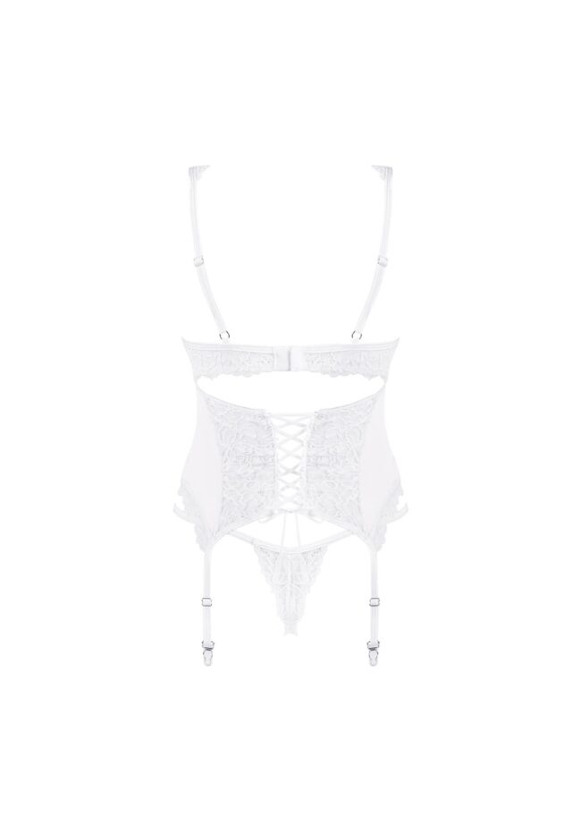 Biely čipkovaný korzet Obsessive Amor Blanco S/M – Obrázok 6