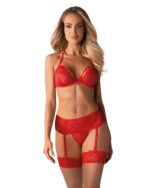 Obsessive Set 838-SEG-1 komplet 3-dielny červený S/M