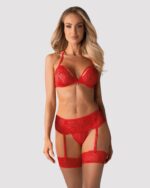 Obsessive Set 838-SEG-1 komplet 3-dielny červený S/M – Obrázok 4