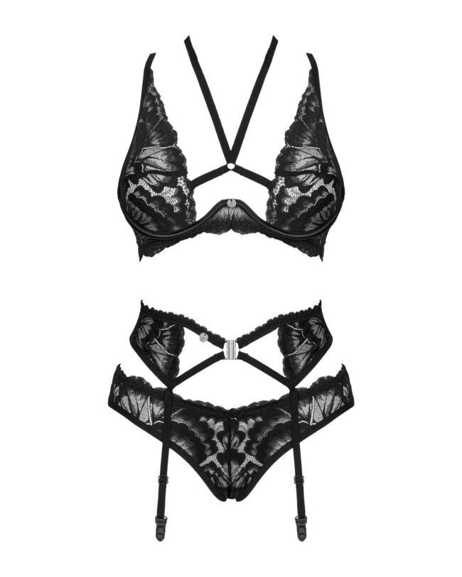 Obsessive Alessya komplet 3-dielny čierny M/L – Obrázok 5