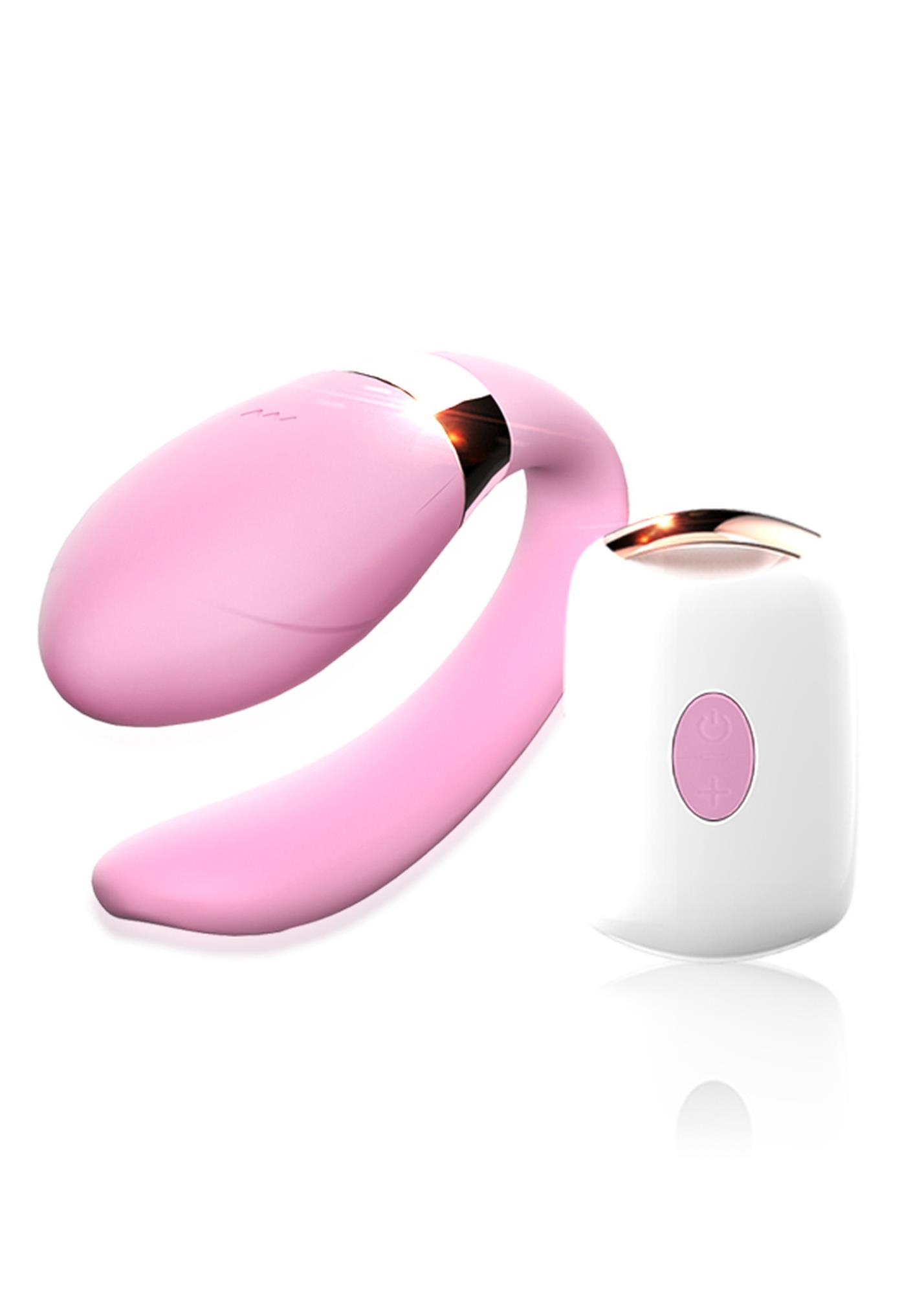 62-00001 Boss Series párový vibrátor na diaľkové ovládanie V-Vibe Pink USB 7 funkcií – Obrázok 1