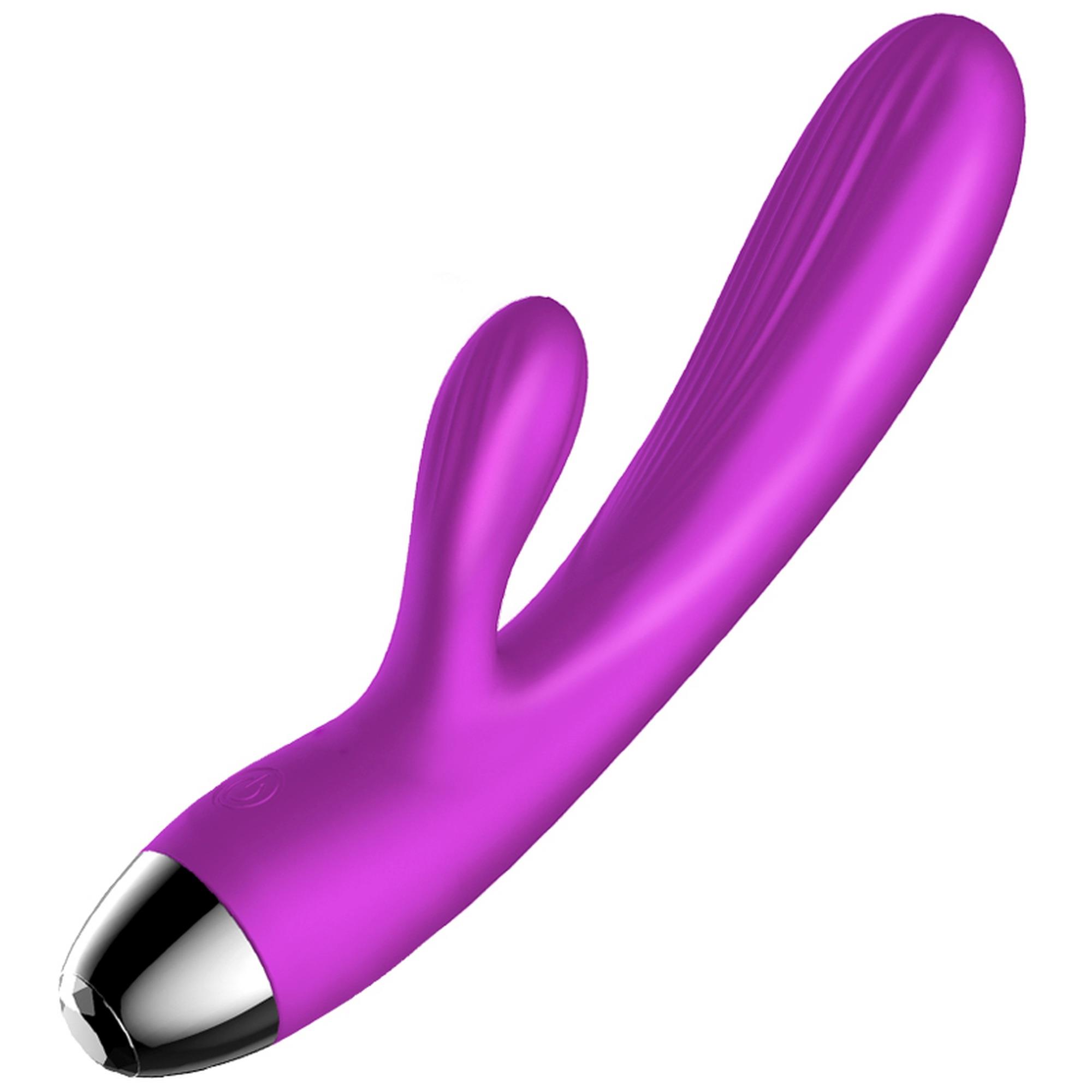 63-00014 Silikónový vibrátor a pulzátor Purple USB 7+7 Funkcií / Ohrev – Obrázok 1