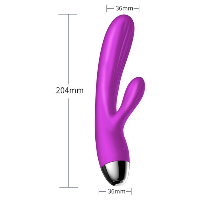 Silikónový vibrátor a pulzátor  Purple USB 7+7 Funkcií / Ohrev – Obrázok 14