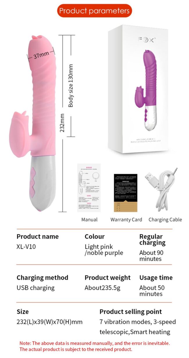 Vibrátor USB 7 Function and Thrusting Function / Heating, pink – Obrázok 17