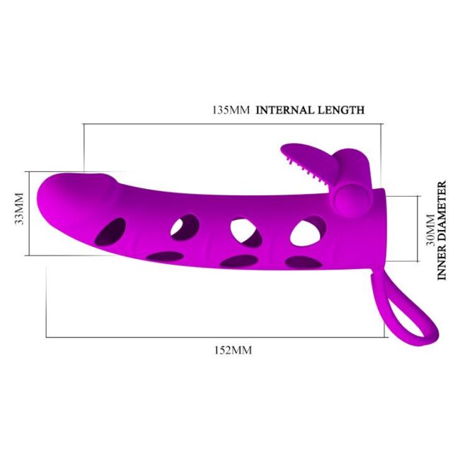 PRETTY LOVE - Vibrating Penis Sleeve with Ball Strap – Obrázok 3