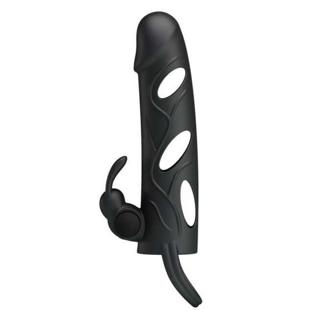 PRETTY LOVE - PENIS SLEEVE WITH BALL STRAP vibračný čierny – Obrázok 4
